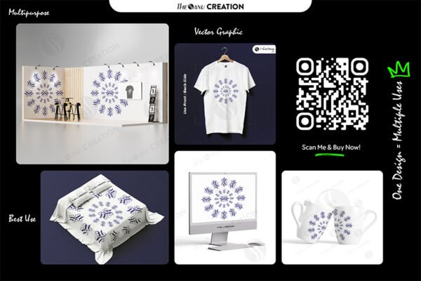 Blue Blossom ✦ Modern Radial Symmetric Decorative Vector Design - Image 2