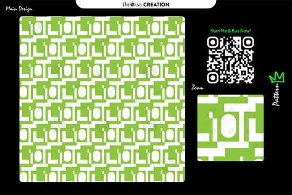 Modern Grid Play ✦ Green White Abstract Geometric Vector Pattern