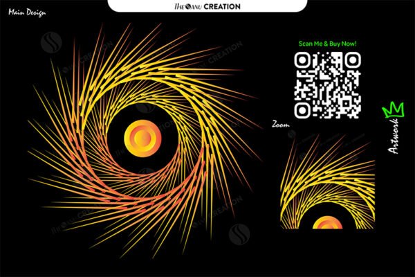 Fire Spin ✦ Fiery Abstract Circular Line Art Design