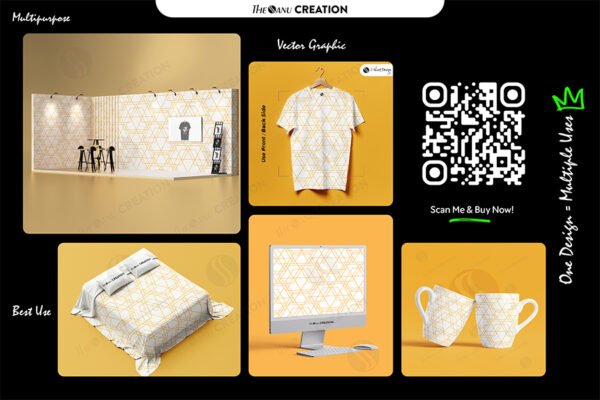Hexa Line Maze ✦ Elegant Orange Geometric Line Pattern Design - Image 2
