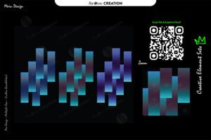 Aqua & Midnight Blue Gradient Bar Elements – Modern Abstract Creative Set