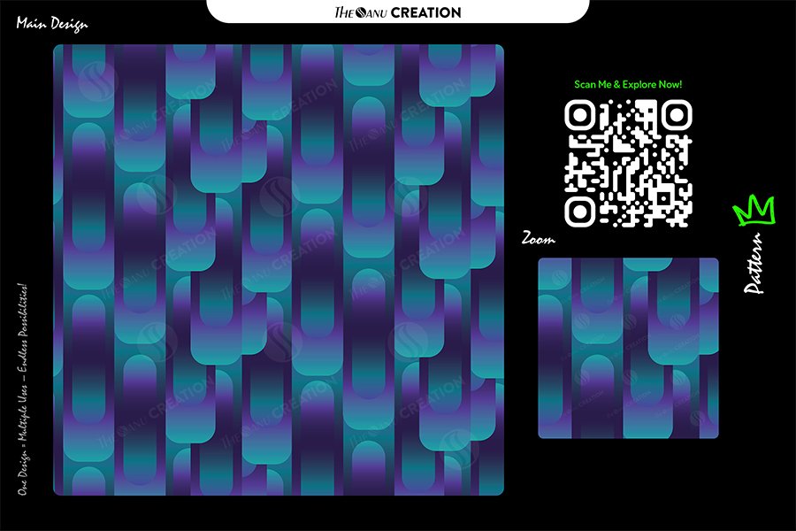 Blue & Purple Gradient Rounded Bars Pattern – Futuristic Seamless