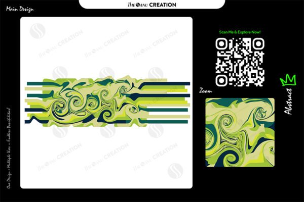 Emerald Swirl & Stripe Fusion – Modern Green Abstract Vector Design
