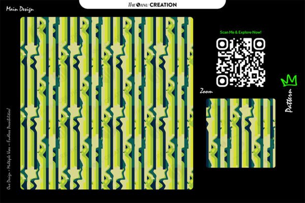 Fresh Lime Stripes & Waves Pattern – Modern Green Abstract Vector Design