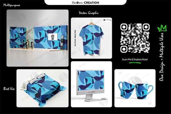 Abstract Blue Wave Pattern – Modern Flowing Design - Image 2