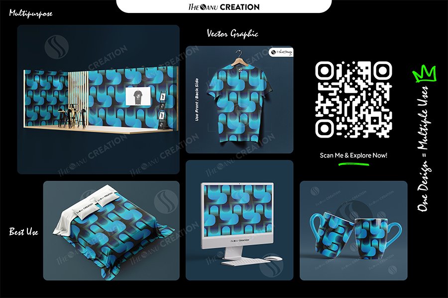Gallery Image of Aqua Blue Rounded Bars Pattern – Sleek Modern Gradient Geometry