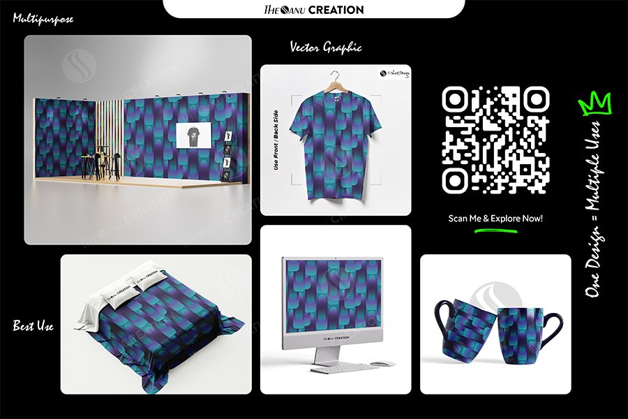 Gallery Image of Blue & Purple Gradient Rounded Bars Pattern – Futuristic Seamless