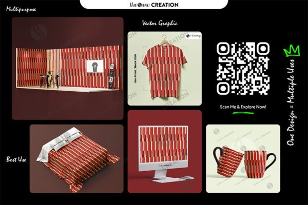Crimson Pulse – Vertical Energy Stripe Pattern Vector - Image 2