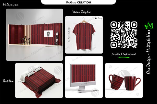 Deep Red Gradient Bars Pattern – Luxury Seamless Geometry - Image 2