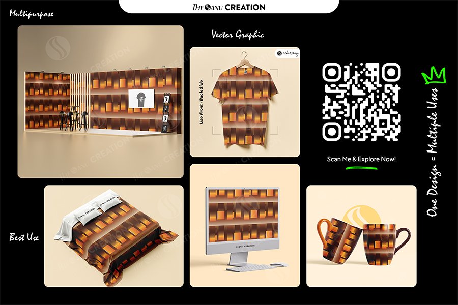 Gallery Image of Golden Amber & Brown Gradient Blocks Pattern – Luxurious Seamless Design