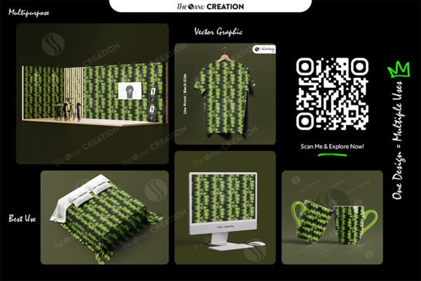 Neon Green Rounded Bars Pattern – Bold Modern Gradient Geometry - Image 2