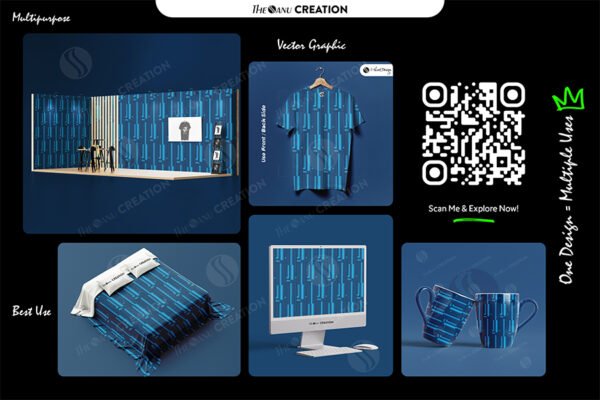 Neon Grid Weave – Metallic Blue Pattern - Image 2