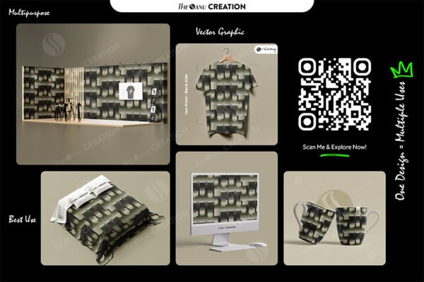 Olive Green & Black Rounded Bars Pattern – Modern Gradient Geometry - Image 2