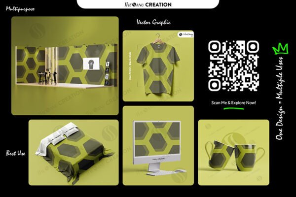 Olive Hexagon Geometric Pattern – Modern Minimalist Vector Design - Image 2