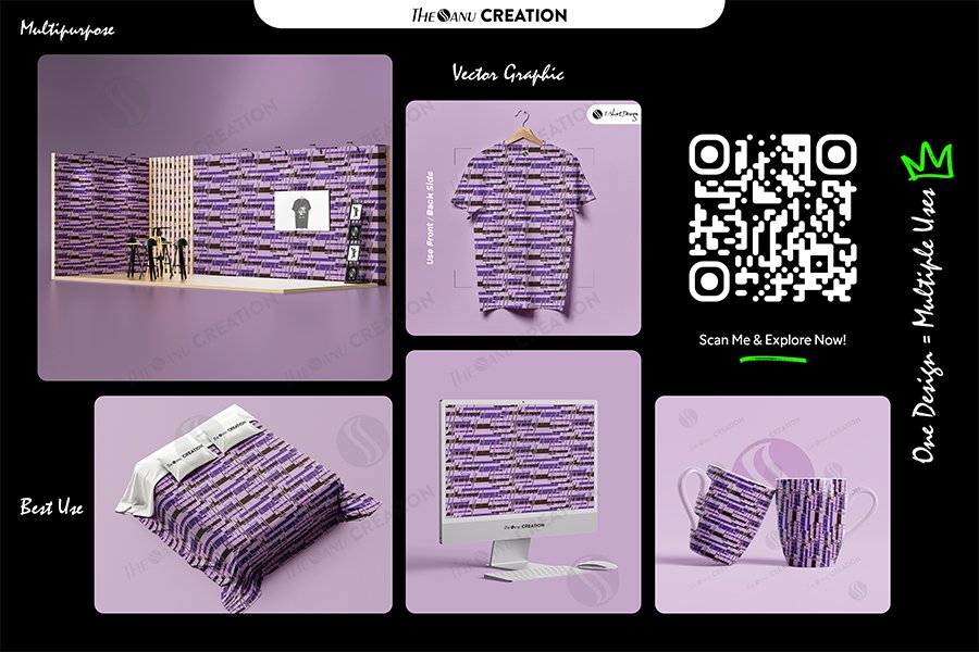 Purple Rhythm Grid – Structured Abstract Pattern – The Sanu Creation
