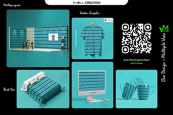 Aqua Grid Shift – Modern Abstract Line Pattern - Image 2
