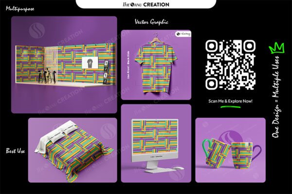 Vibrant Geometric Stripes – Bold Multicolor Abstract Pattern Vector Design - Image 2