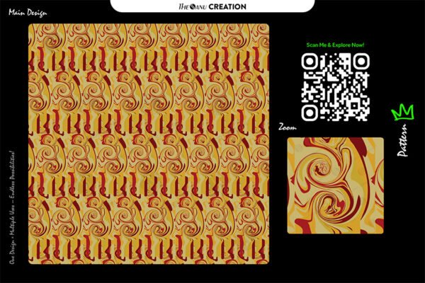 Golden Flame Swirl Pattern – Elegant Red & Yellow Abstract Vector Design