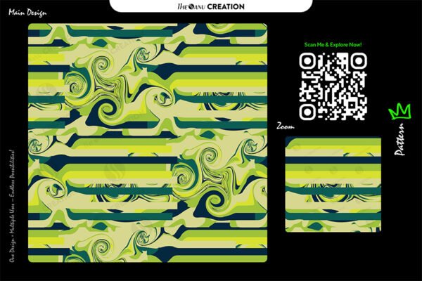 Lime Wave Stripes Pattern – Fresh Green & Navy Abstract Vector Design