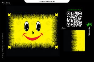 Smiling Yellow Character Face – Bold Vector Art with Spiked Border