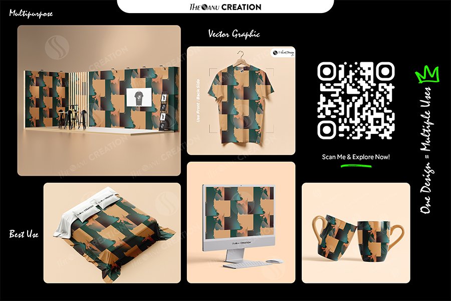 Earthy Beige & Green Gradient Pattern – Modern Abstract Design - Image 2