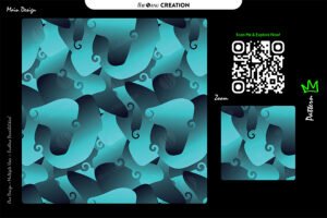 Aqua Noir Curl Flow – Seamless Abstract Vector Pattern