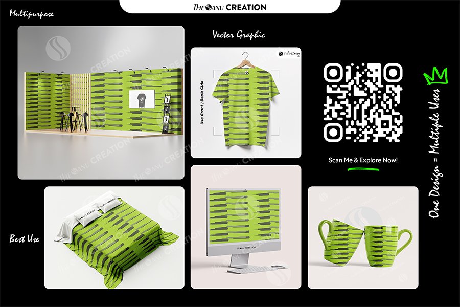 Gallery Image of Lime Drift Flow Pattern – Modern Seamless Abstract Vector