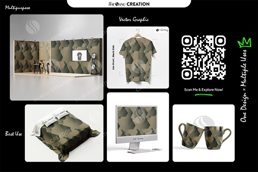 Olive 3D Hexagonal Layered Depth Pattern – Premium Multi-Use Vector ...