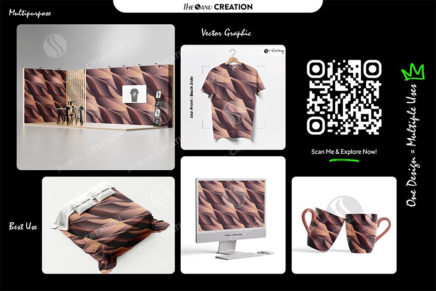 Rosewood Flow Drift Pattern – Premium Seamless Abstract Vector Design - Image 2