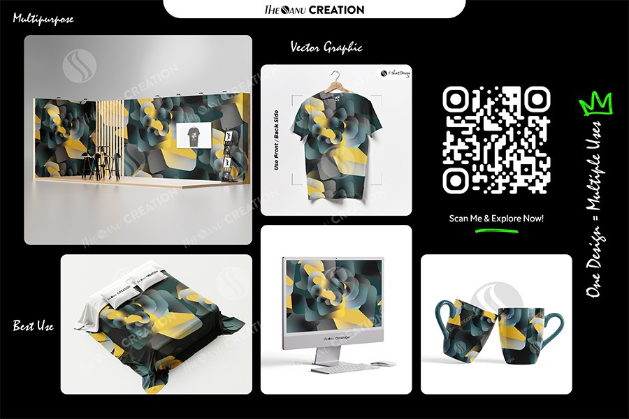 Gallery Image of Teal Amber Clusterform Pattern – Premium Multi-Use Abstract Vector Artwork