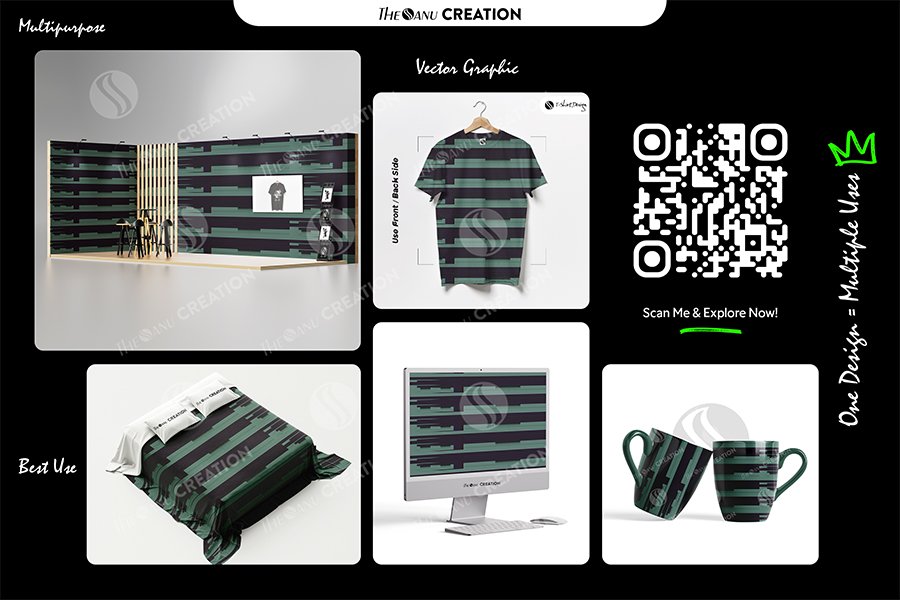 Gallery Image of Teal Noir Fragmented Linear Blocks Pattern – Premium Multi-Use Abstract Vector