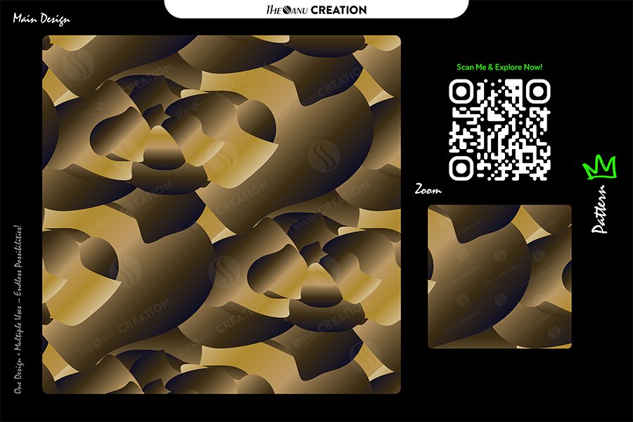 Golden Noir Flow Pattern – Premium Seamless Abstract Vector