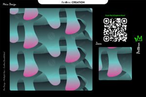 Aqua Drift Ribbon Pattern – Teal & Pink Seamless Abstract Surface Design
