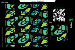 Aqua Lime Orbit Pattern – Black Seamless Abstract Surface Design