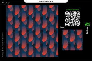 Coral Night Ribbon Pattern – Deep Navy Seamless Abstract Surface Design