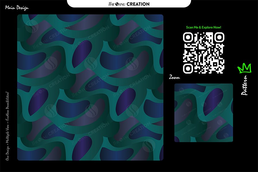 Emerald Wave Depth Pattern – Teal Indigo Seamless Abstract Surface