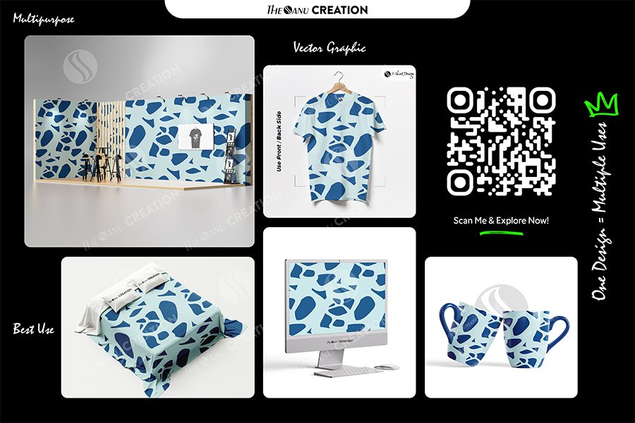 Arctic Blue Mosaic Pattern – Modern Seamless Abstract Surface - Image 2