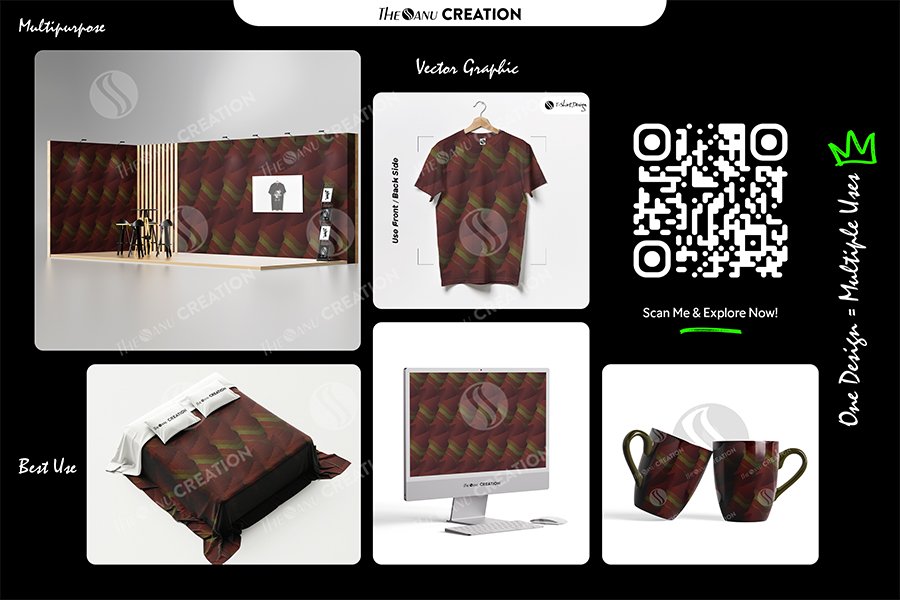 Crimson Olive Depth Pattern – Dark Maroon Seamless Abstract Surface - Image 2