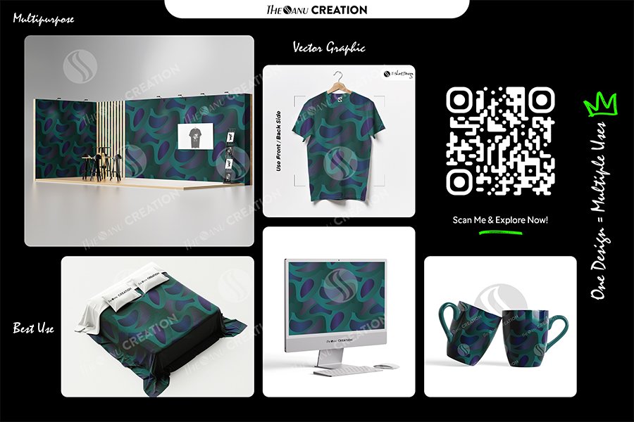 Emerald Wave Depth Pattern – Teal Indigo Seamless Abstract Surface - Image 2