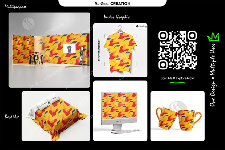 Golden Flame Drift Pattern – Warm Seamless Abstract Surface - Image 2