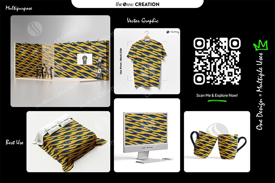 Golden Tide Stripe Pattern – Dynamic Seamless Abstract Surface - Image 2