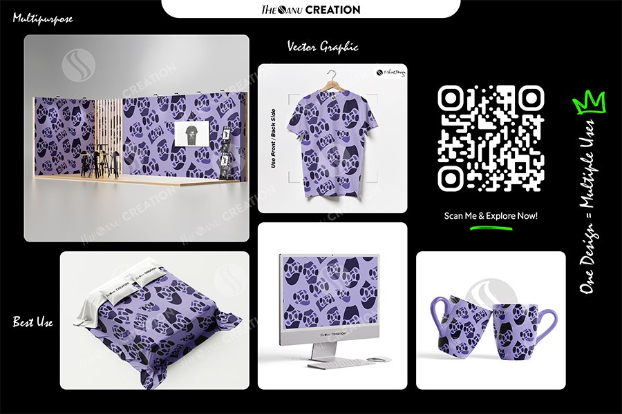 Lavender Shadow Pods Pattern – Purple Seamless Abstract Surface Design - Image 2