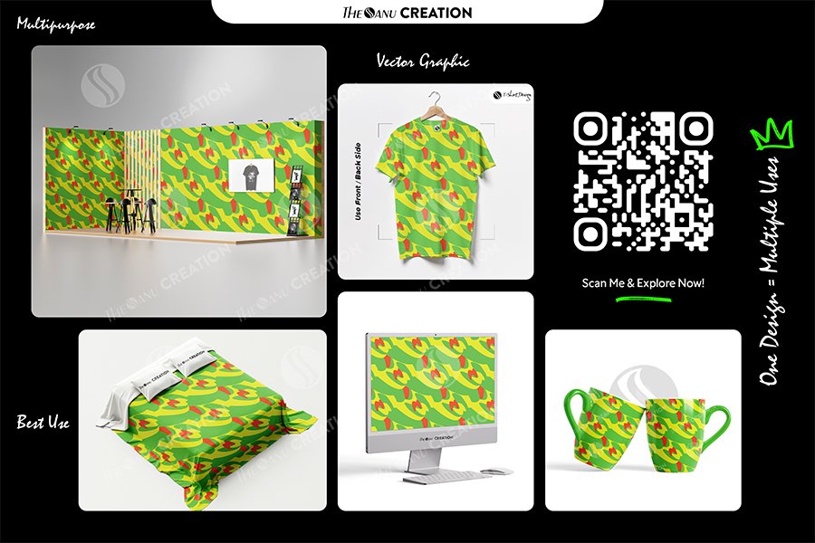 Lime Citrus Drift Pattern – Yellow Green Seamless Abstract Surface Design - Image 2