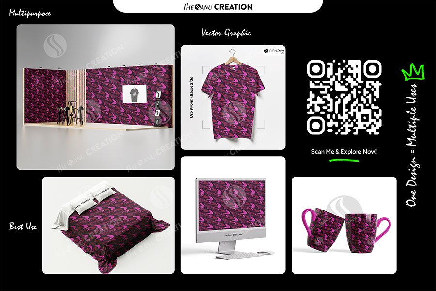 Magenta Pulse Wave Pattern – Dynamic Seamless Abstract Surface - Image 2