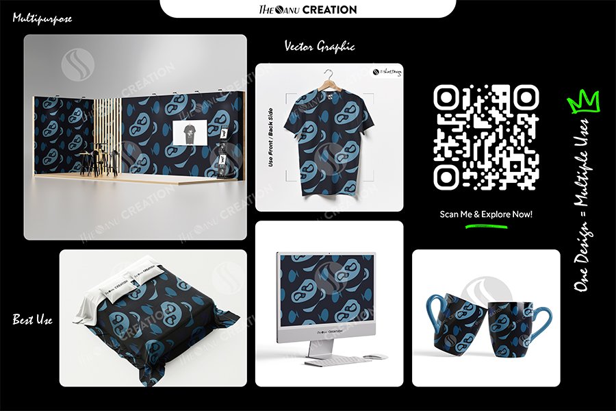 Midnight Orbit Pebble – Abstract Seamless Pattern - Image 2