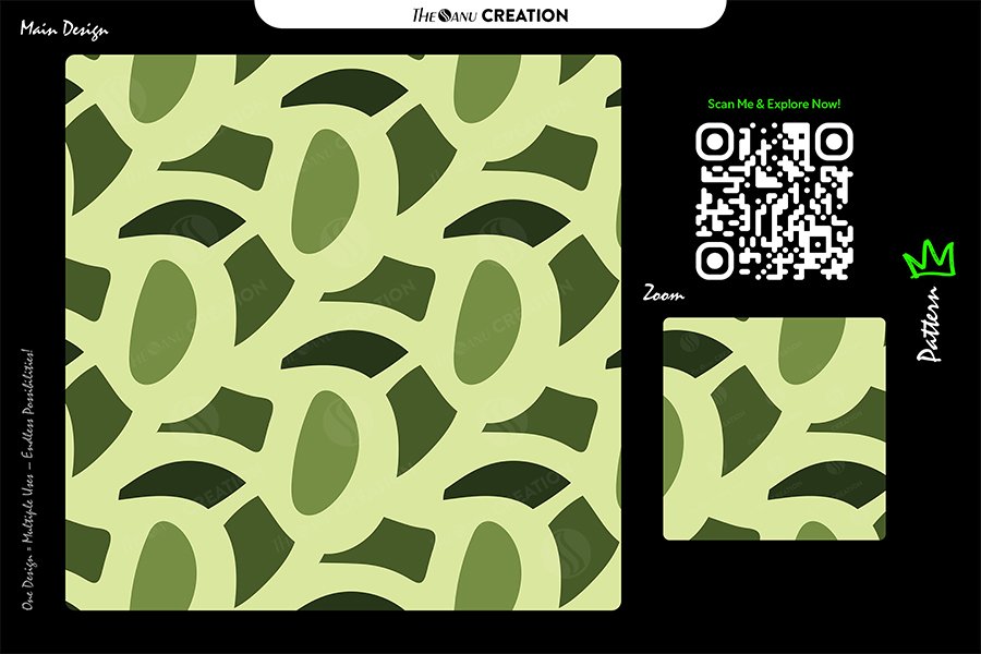 Olive Loop Geometry Pattern – Sage Green Seamless Abstract Surface Design