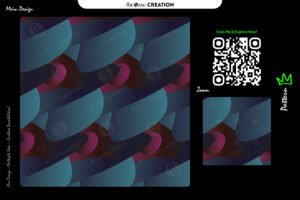 Aurora Motion Pattern – Teal and Crimson Seamless Abstract Surface Design