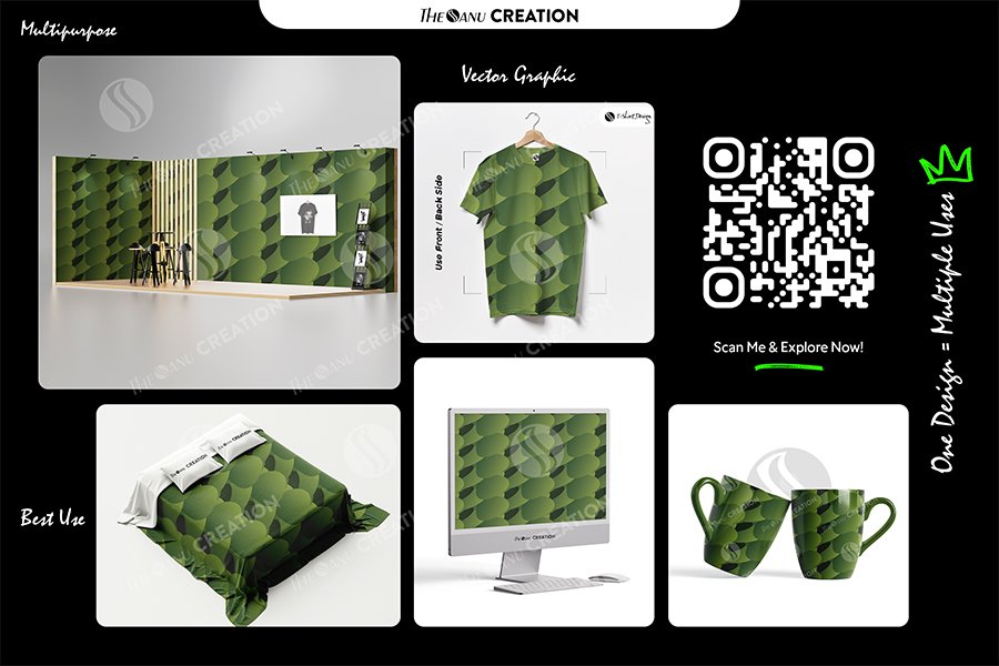 Olive Layer Flow Pattern – Forest Green Seamless Abstract Surface Design - Image 2