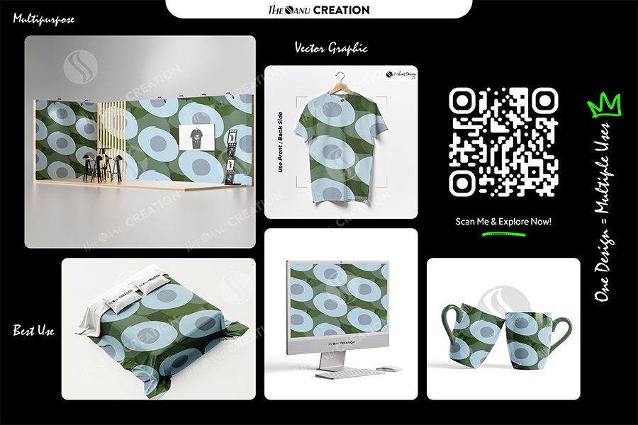 Olive Sky Orbit Pattern – Sage Green & Soft Blue Seamless Surface ...