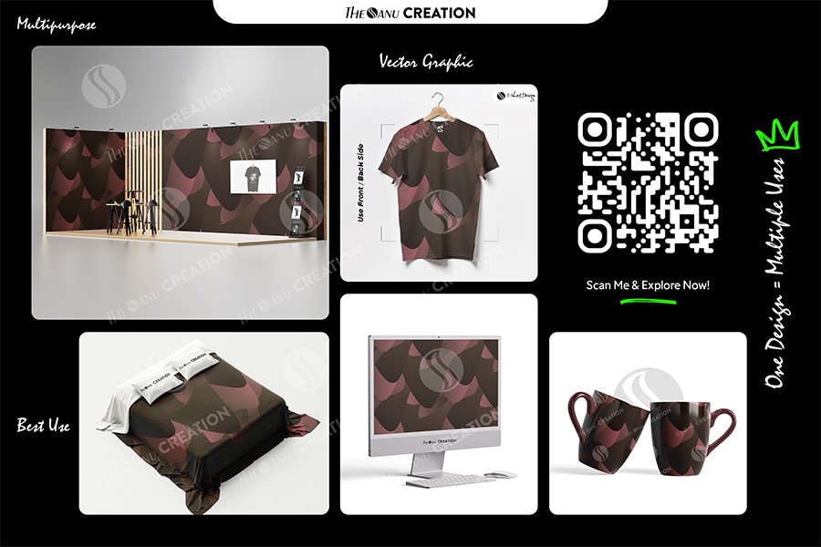 Rosewood Noir Flow Pattern – Dark Pink Brown Seamless Abstract Surface Design - Image 2